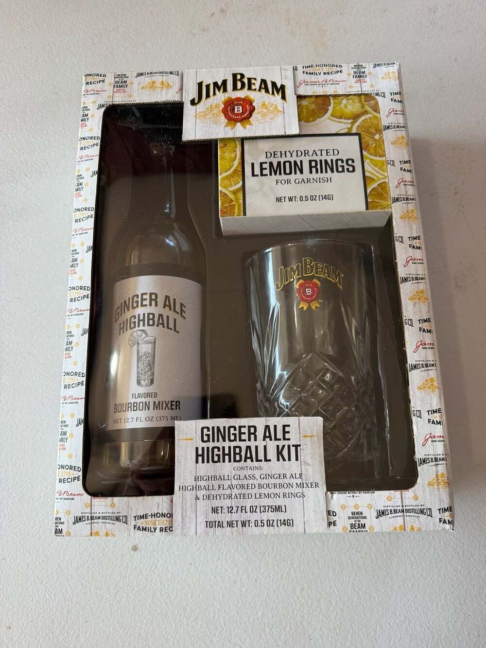 Jim Beam Ginger Ale Highball Kit with Highball Glass and Flavored Bourbon Mixer